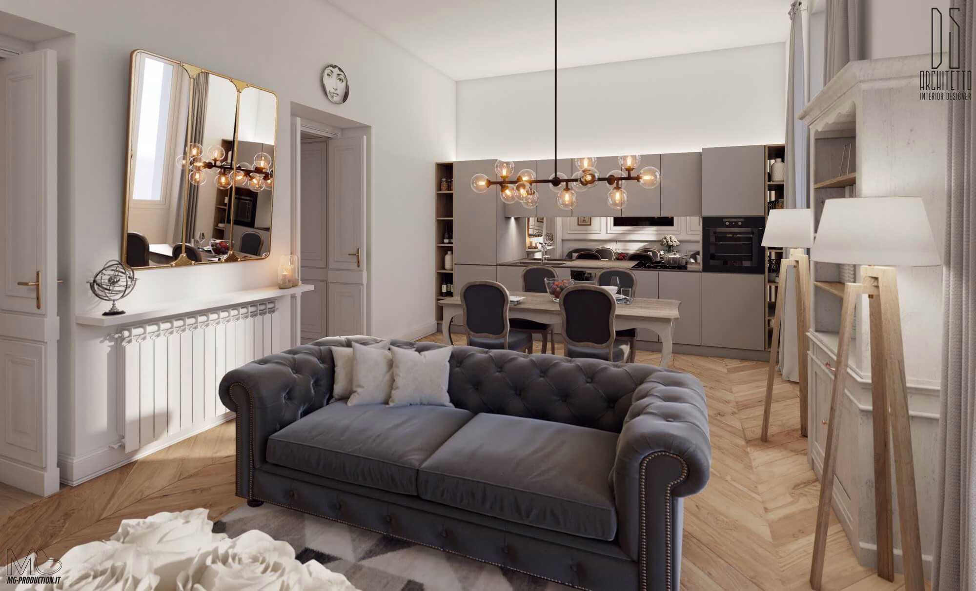 Render 3d interno – MG Production – Rendering fotorealistici Render appartamento MG Production - Agenzia creativa studio design