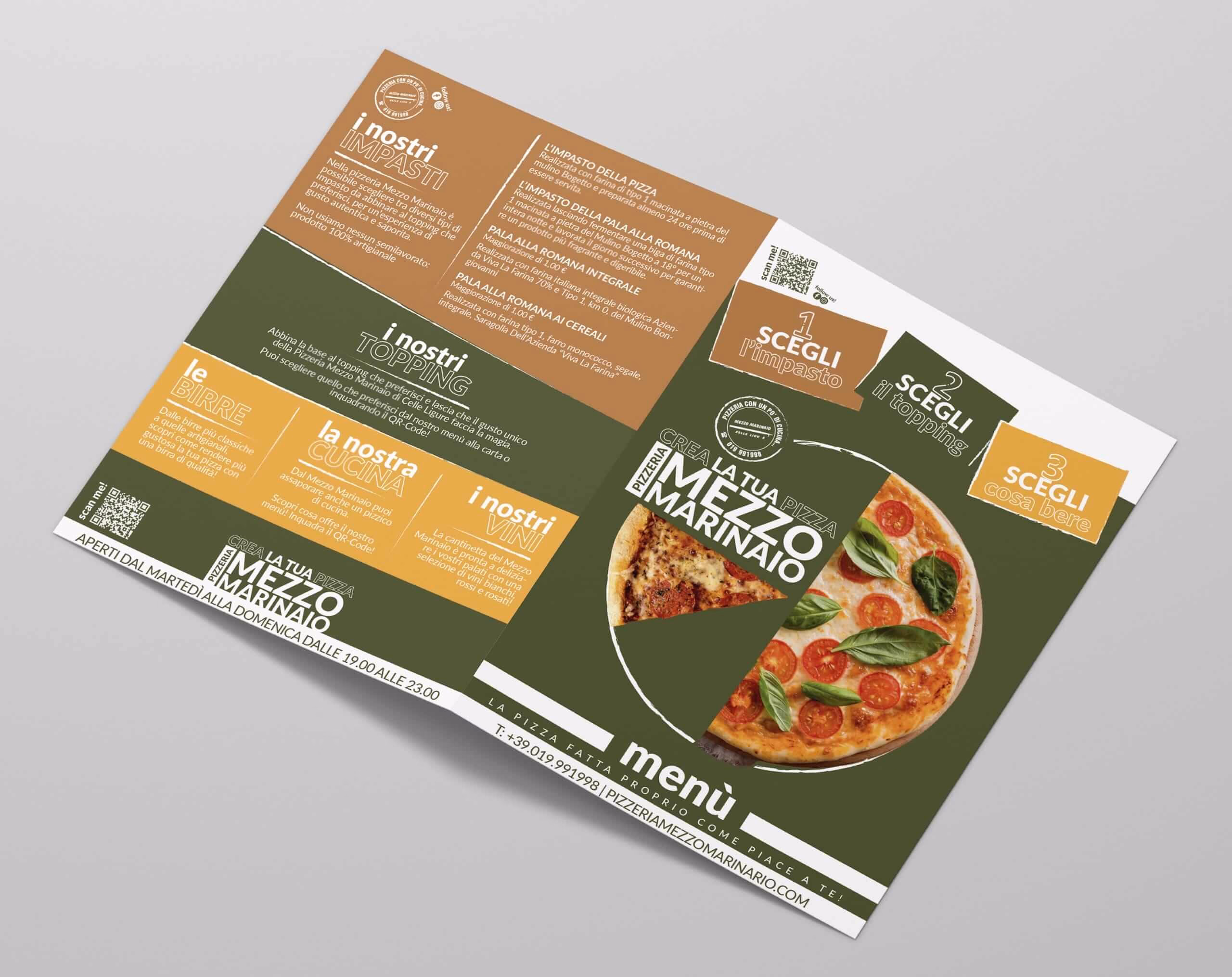 grafica vettoriale menu pizzeria mezzo marinaio