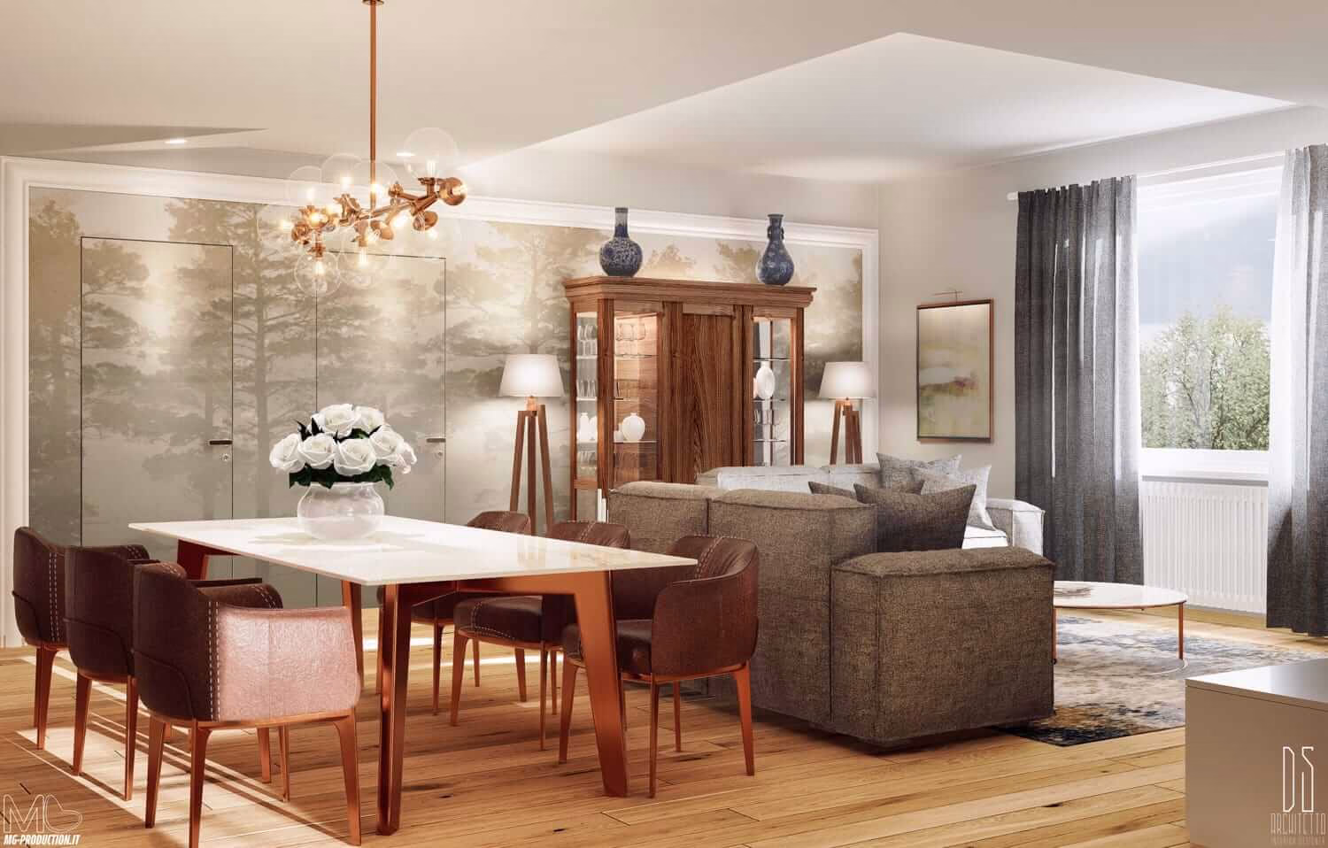 render-3d-living-interior-design-tono-su-tono Rendering 3d interni MG Production - Agenzia creativa studio design