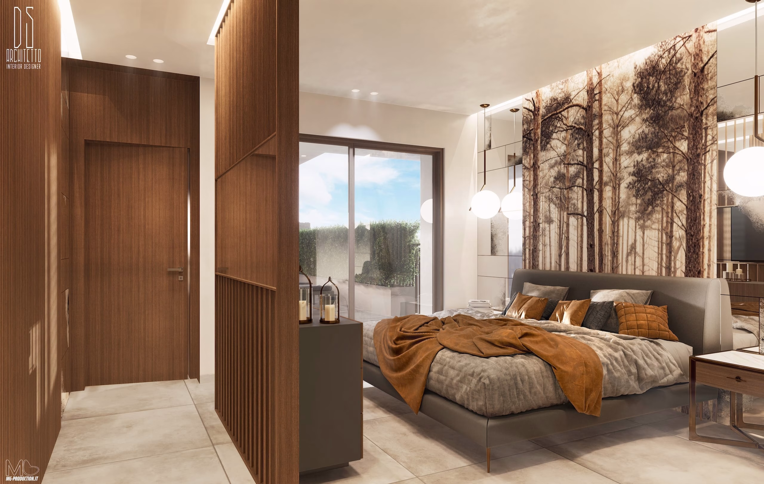 rendering-camera-da-letto-interior-design-01 Camera da letto MG Production - Agenzia creativa studio design